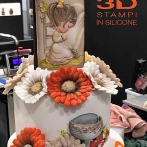 Stampo in silicone alimentare  Pergamena Bimba che prega  per torta Cresima e Comunione