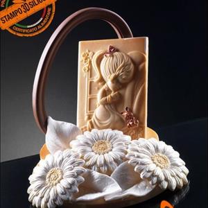 Stampo in silicone alimentare  Pergamena Bimba che prega  per torta Cresima,  Comunione e Confessione